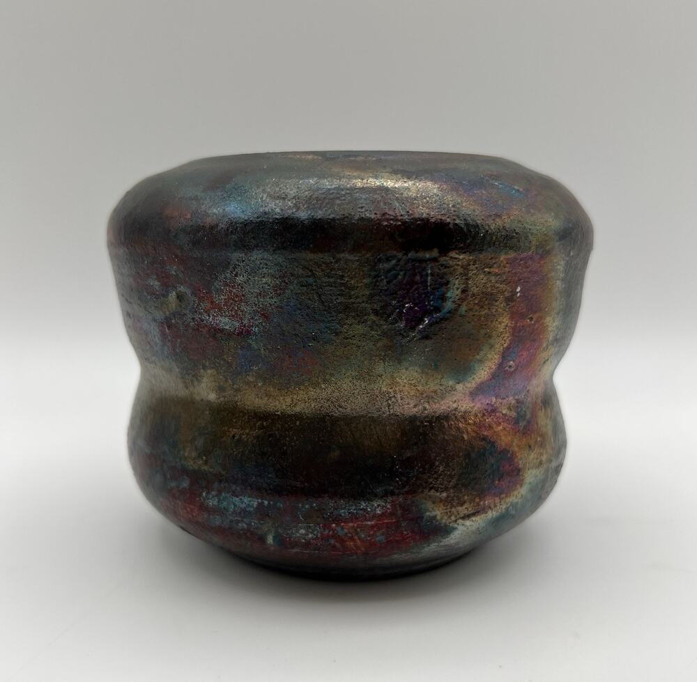 Raku Art Pottery Vessel Succulent Planter Pot 4” Handmade Artist Signed